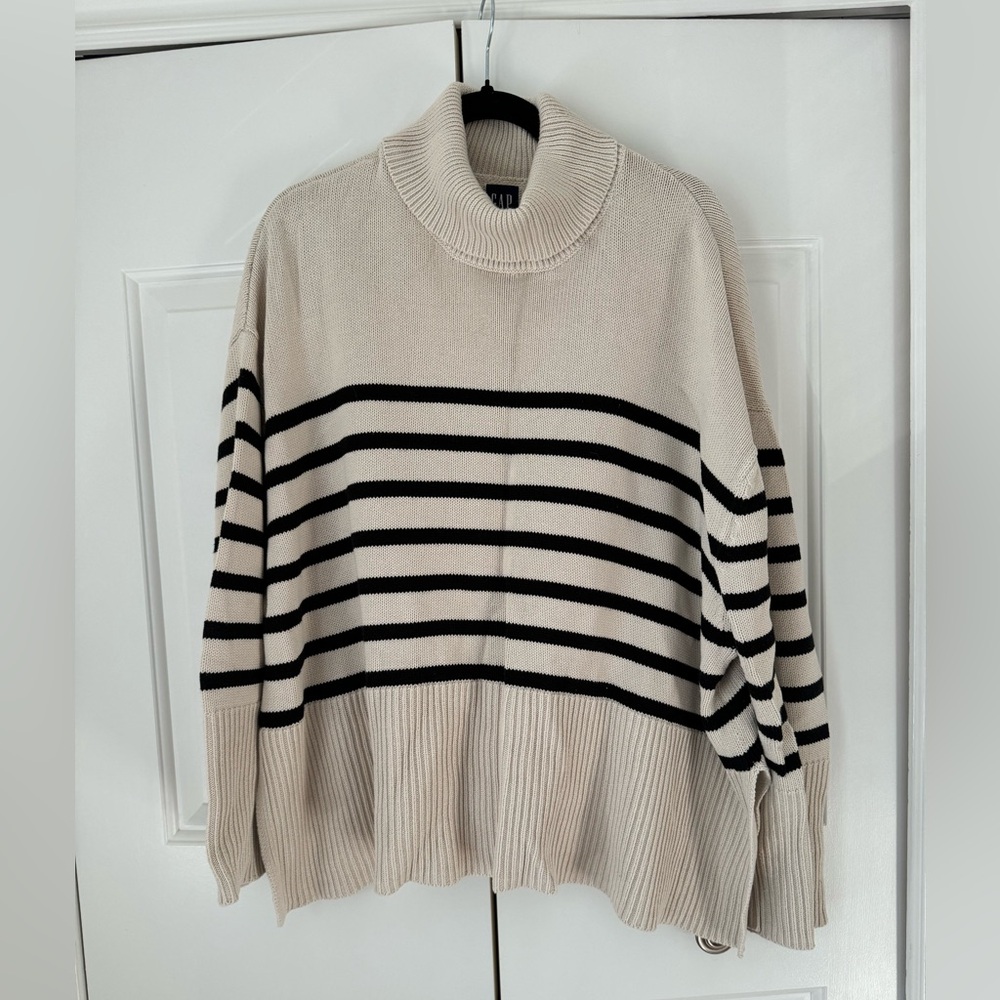 100% cotton Gap 24/7 Striped Turtleneck Sweater